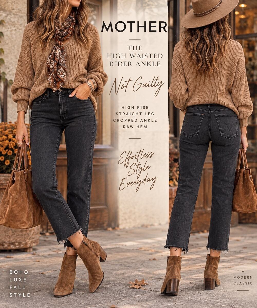 Quiet Luxury MOTHER High Waisted Rider Ankle Not Guilty Black Raw Hem Jeans 26